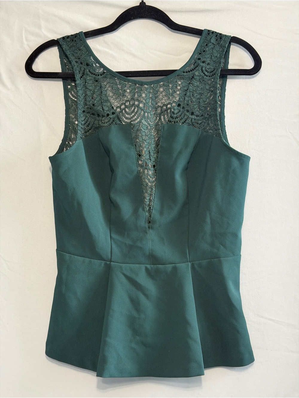 Dynamite Womens Forest Fairy Peplum Top Size M Green Grunge Lace Yoke V-Cut